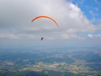 Christoph dreht über dem Flachland